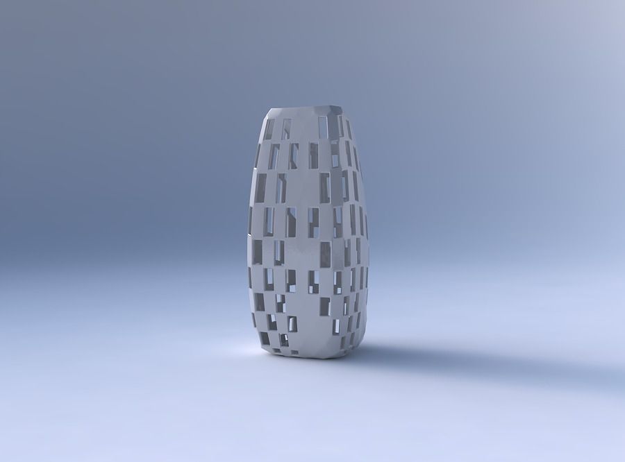 Vase arc rectangle with checker grid lattice 2 3D print model_4