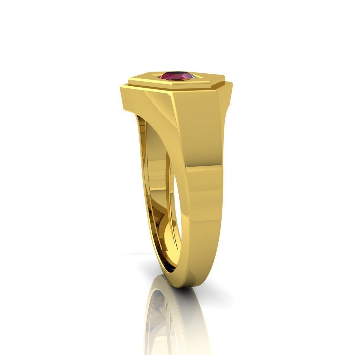 Ruby Stone Mens Ring  3D print model_9