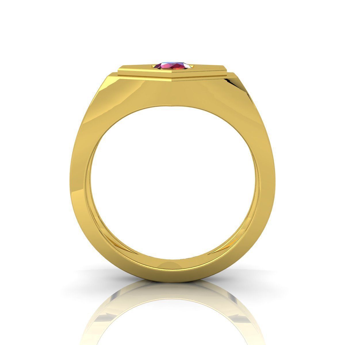 Ruby Stone Mens Ring  3D print model_6