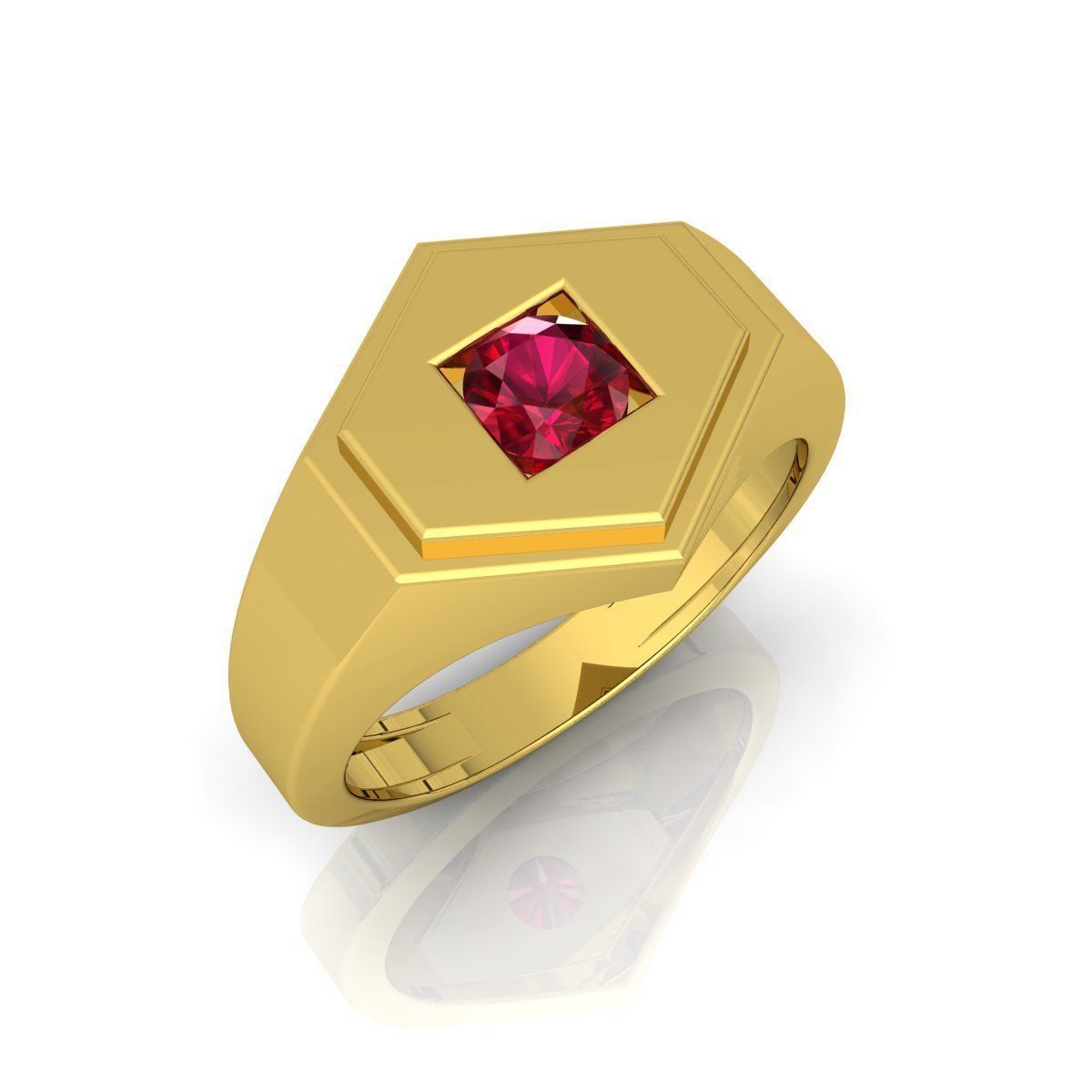 Ruby Stone Mens Ring  3D print model_4