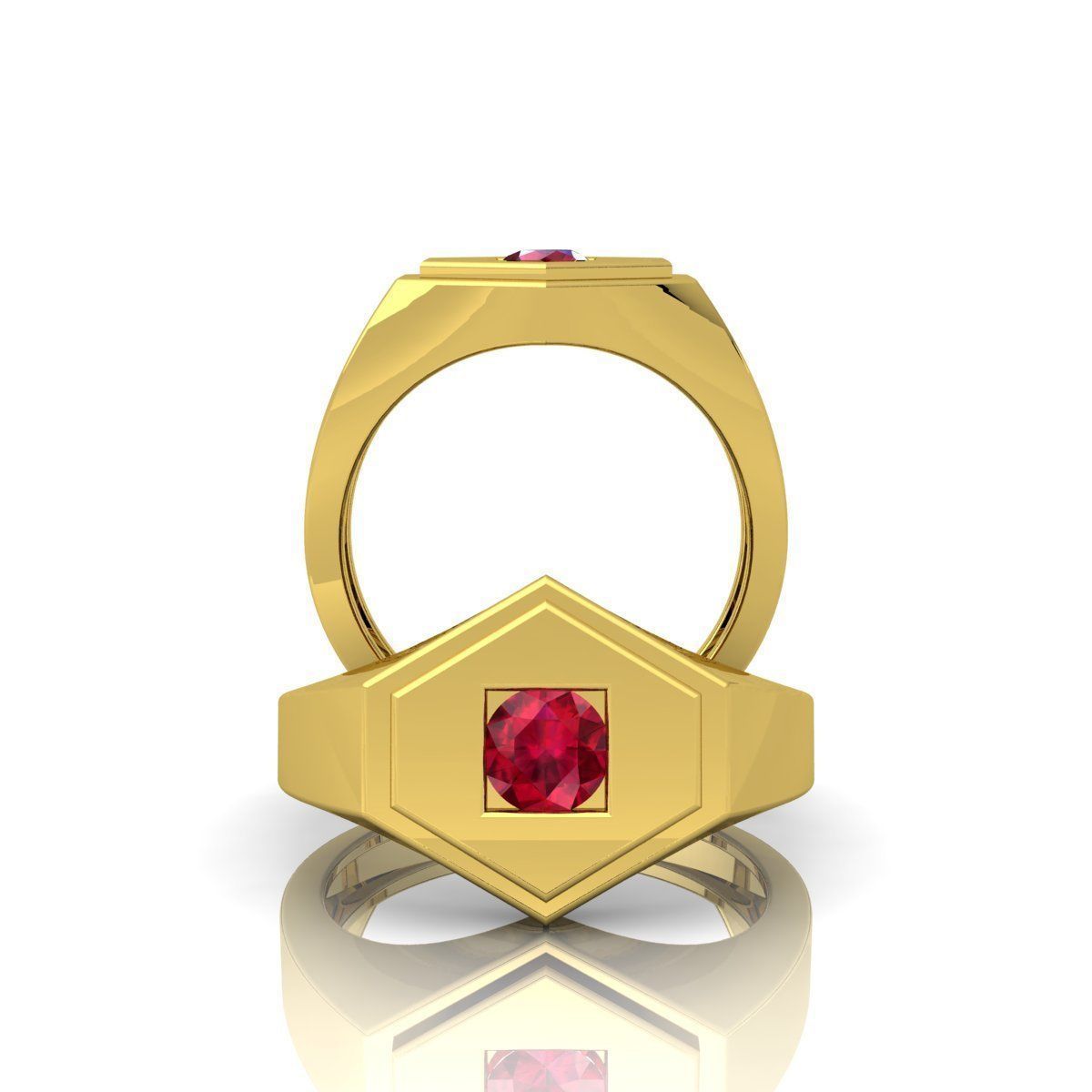 Ruby Stone Mens Ring  3D print model_3
