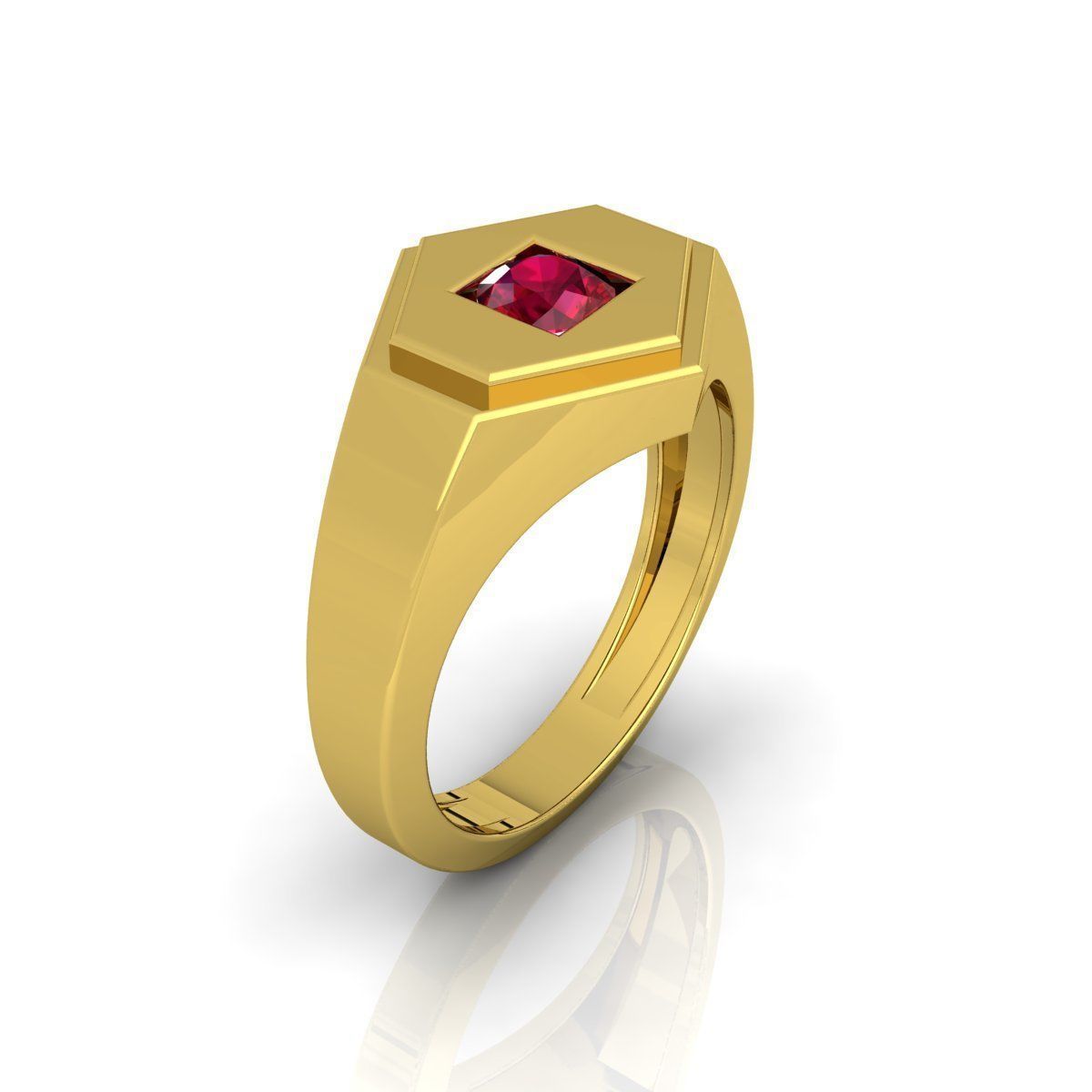 Ruby Stone Mens Ring  3D print model_5