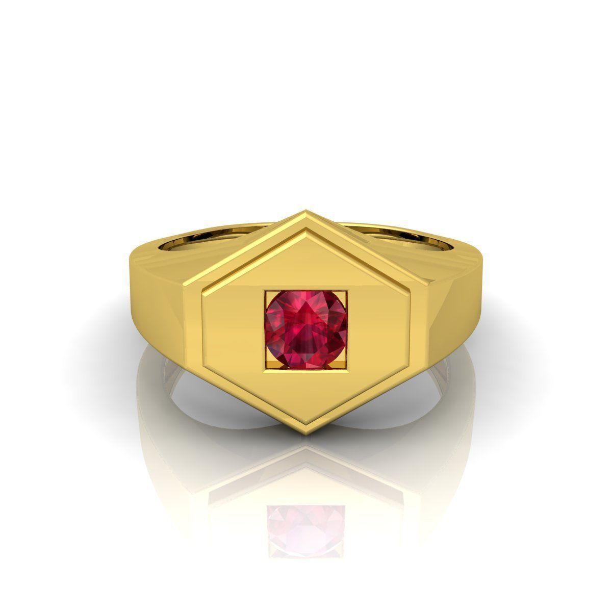 Ruby Stone Mens Ring  3D print model_1