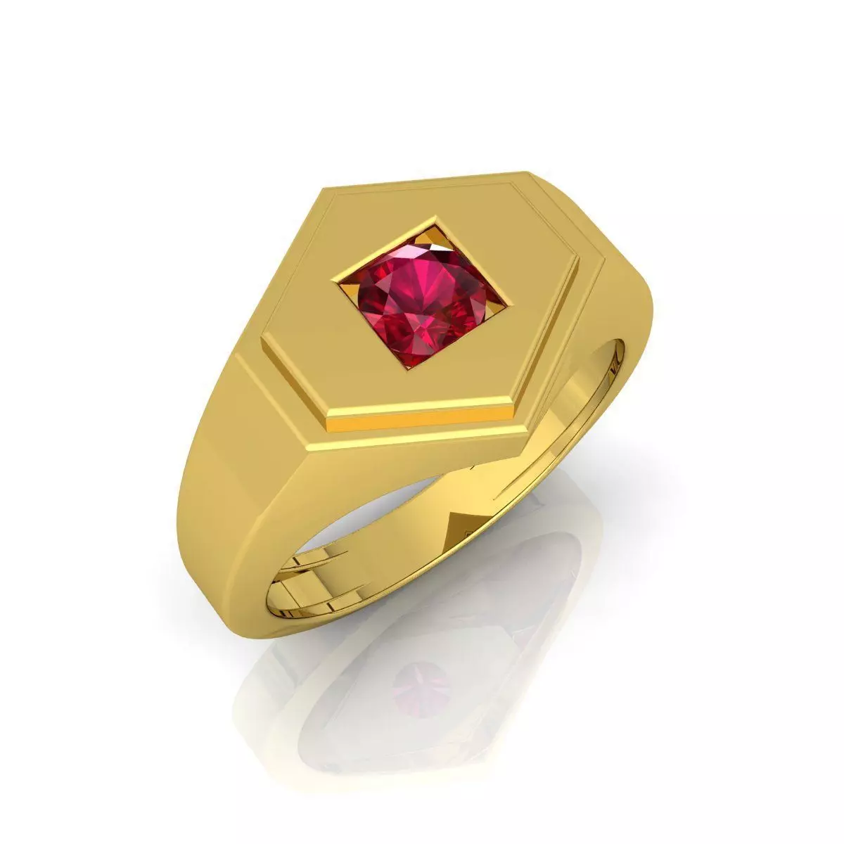 Ruby Stone Mens Ring  3D print model_0