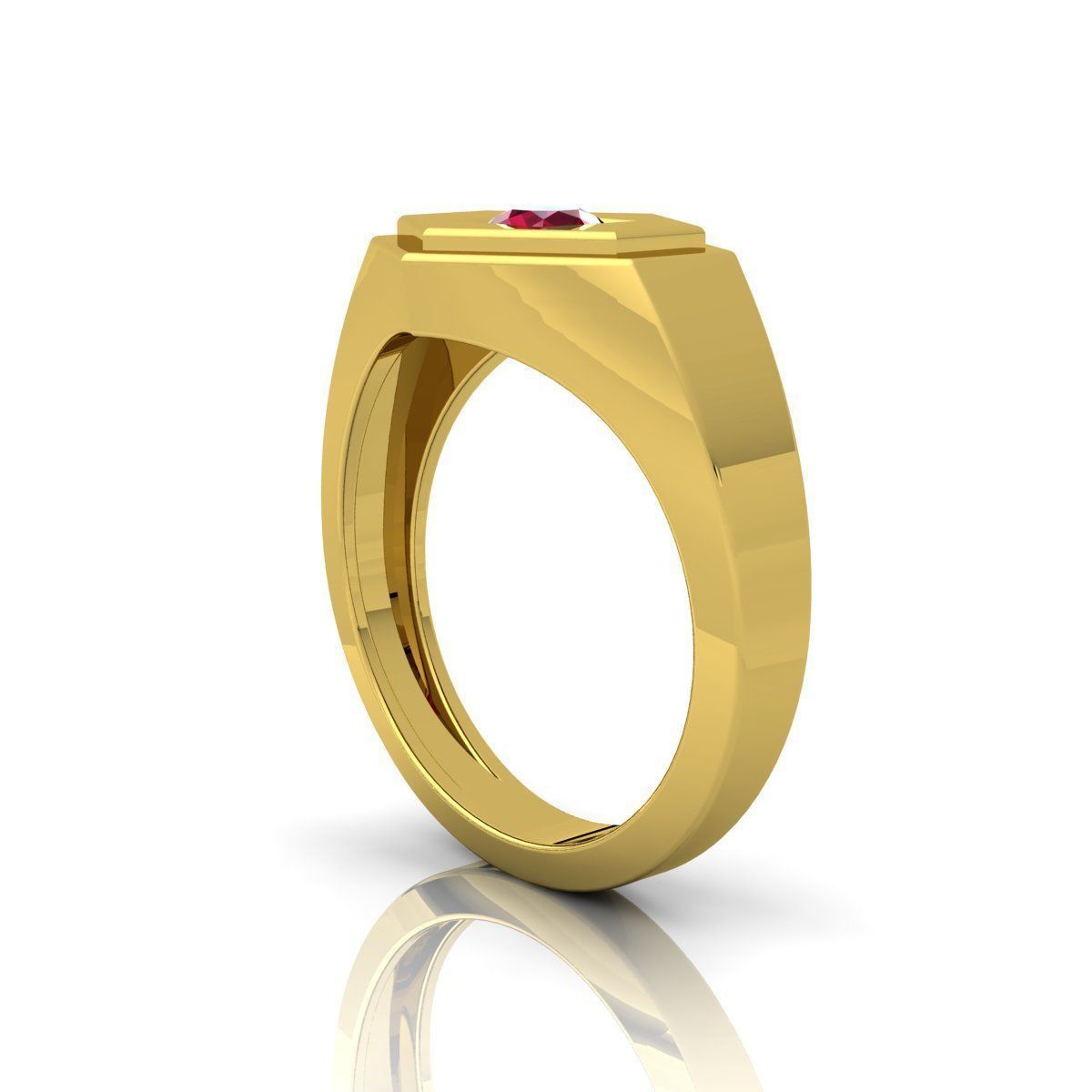 Ruby Stone Mens Ring  3D print model_8