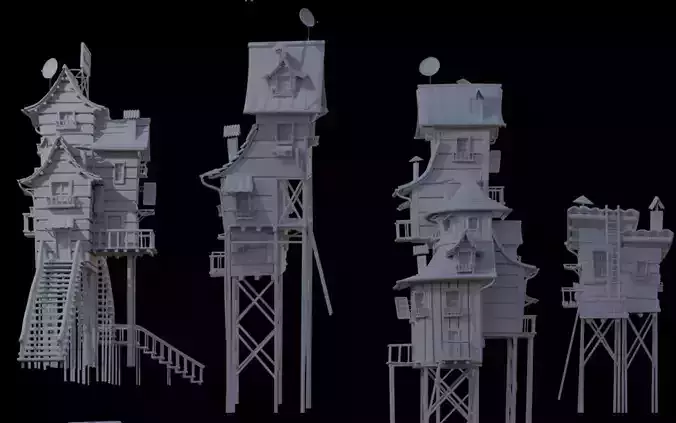 Houses concept art pack of 4 