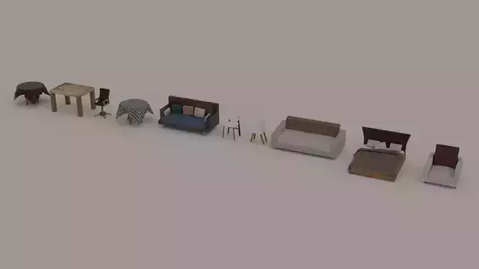 Furniture set in row