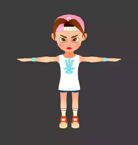 Lowpoly girl character for mobile game