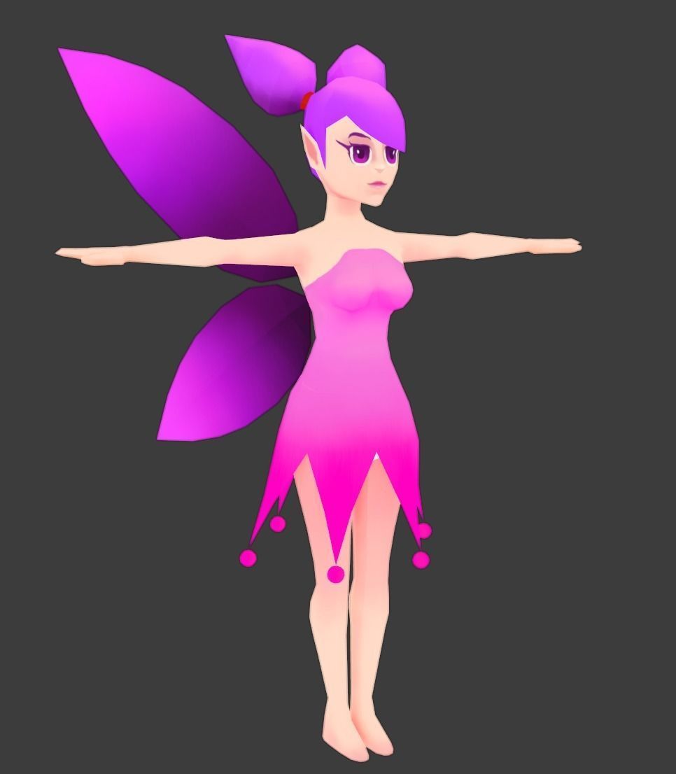 Bundle of lowpoly hand painted fantasy fairy character Low-poly 3D model_5