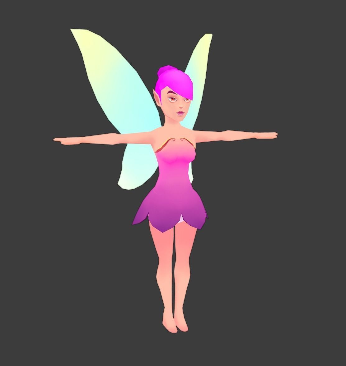 Bundle of lowpoly hand painted fantasy fairy character Low-poly 3D model_3