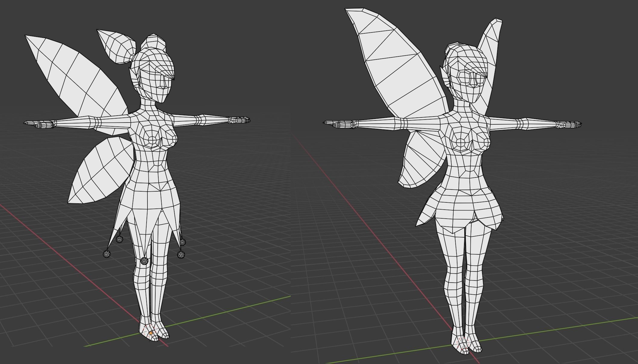 Bundle of lowpoly hand painted fantasy fairy character Low-poly 3D model_1