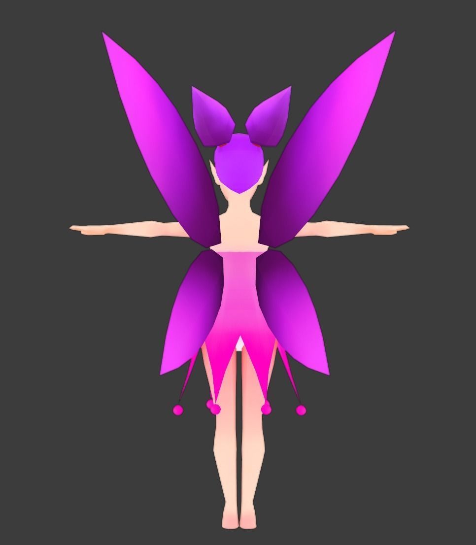 Bundle of lowpoly hand painted fantasy fairy character Low-poly 3D model_4