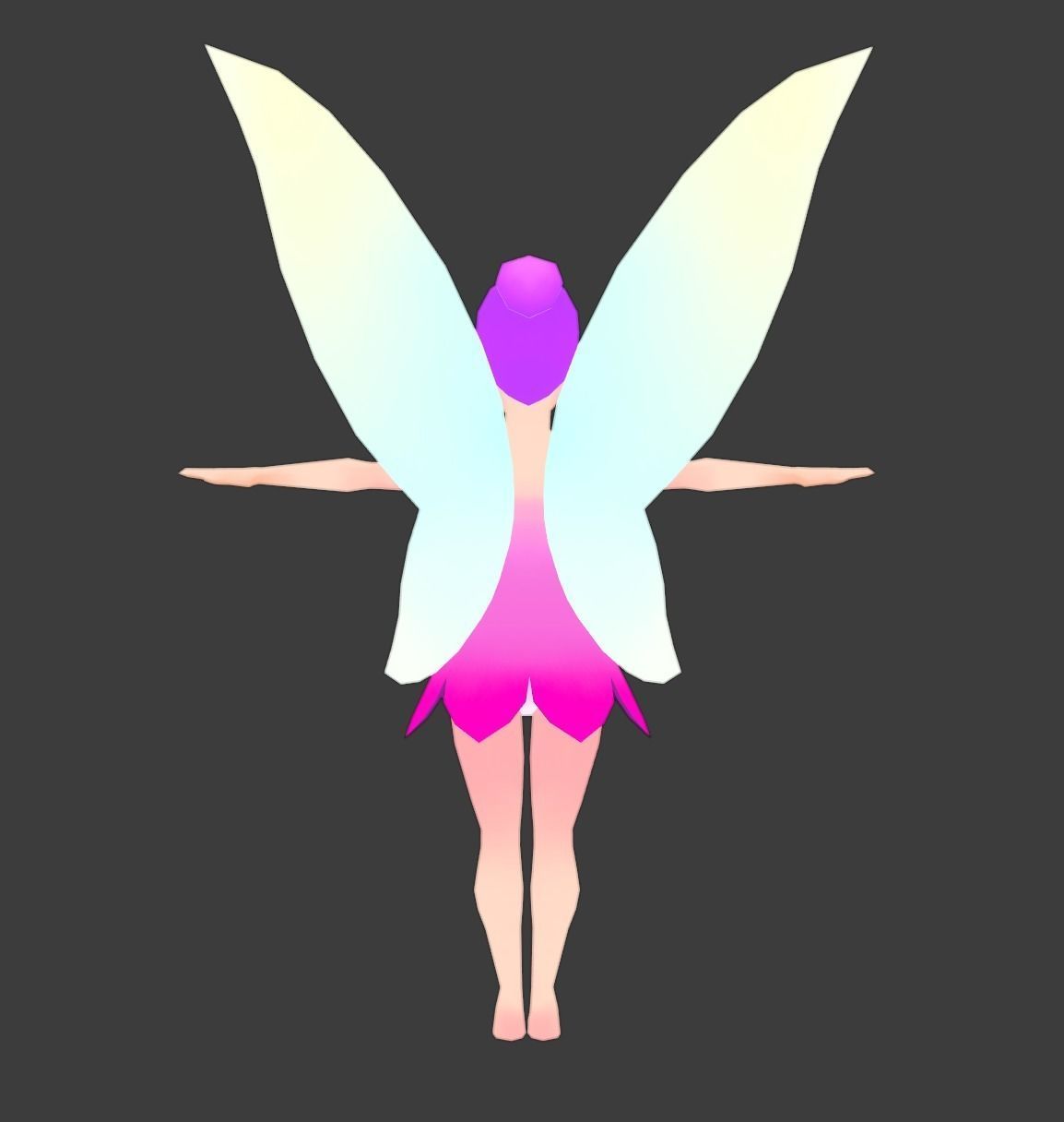 Bundle of lowpoly hand painted fantasy fairy character Low-poly 3D model_7