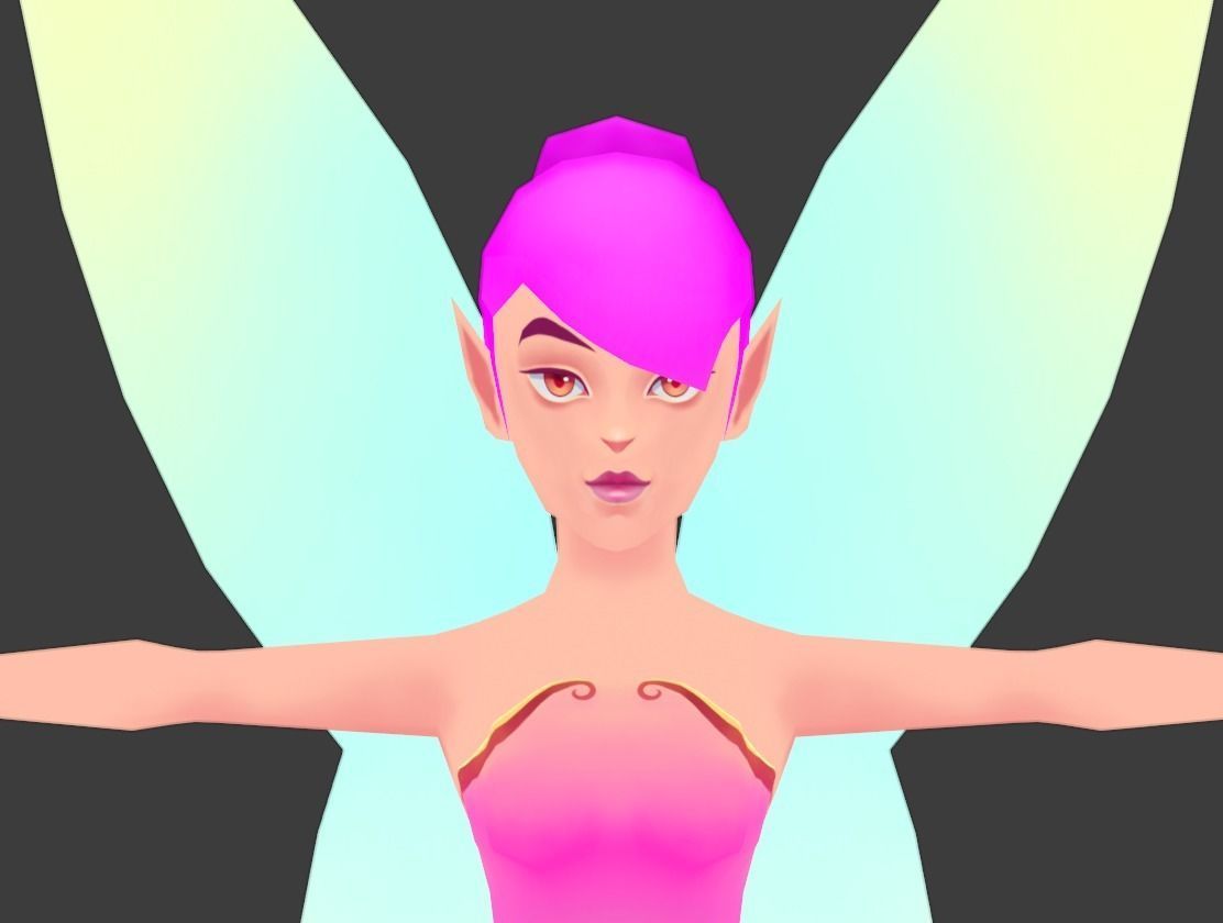 Bundle of lowpoly hand painted fantasy fairy character Low-poly 3D model_2