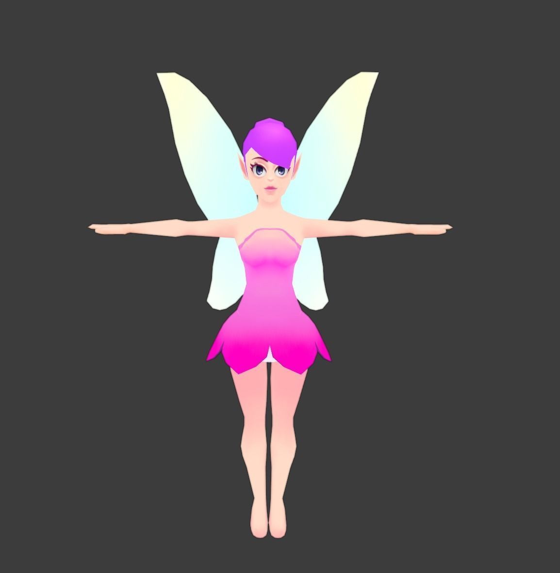Bundle of lowpoly hand painted fantasy fairy character Low-poly 3D model_6
