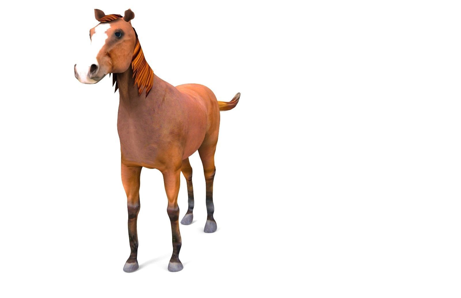 Red Horse Animated Low-poly 3D model_7