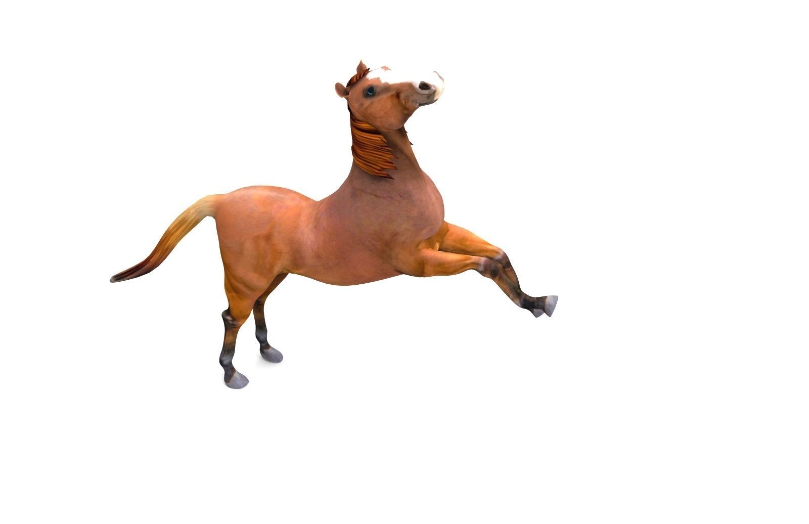 Red Horse Animated Low-poly 3D model_11