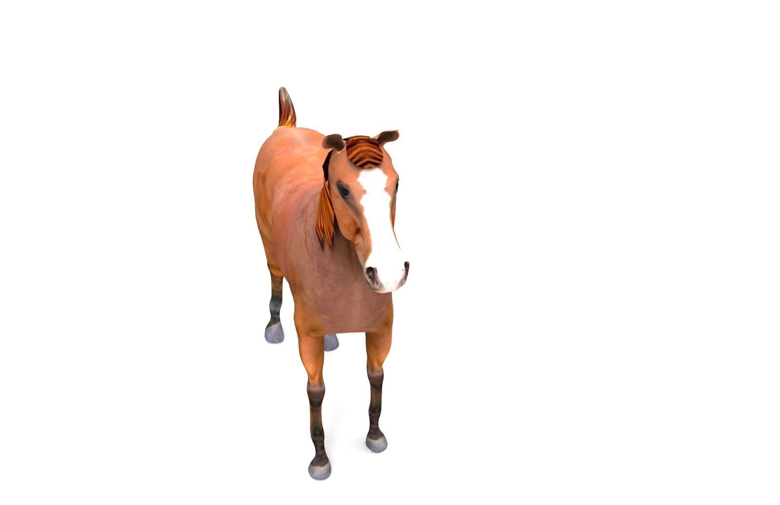 Red Horse Animated Low-poly 3D model_8