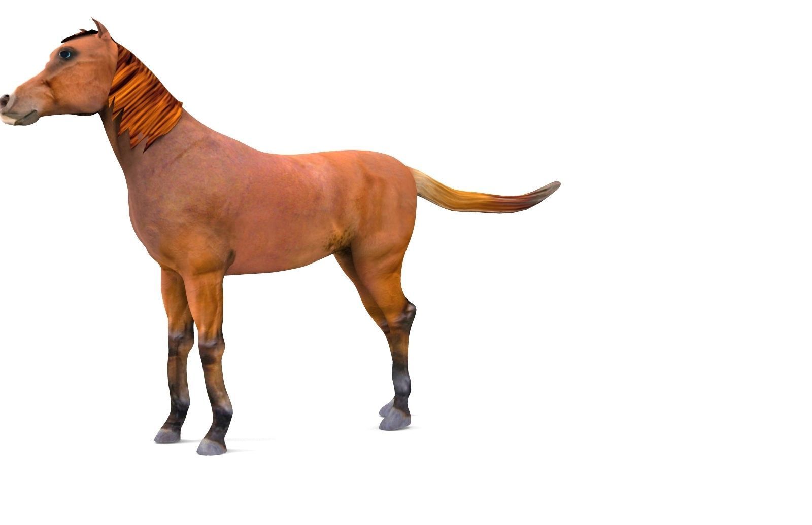 Red Horse Animated Low-poly 3D model_6