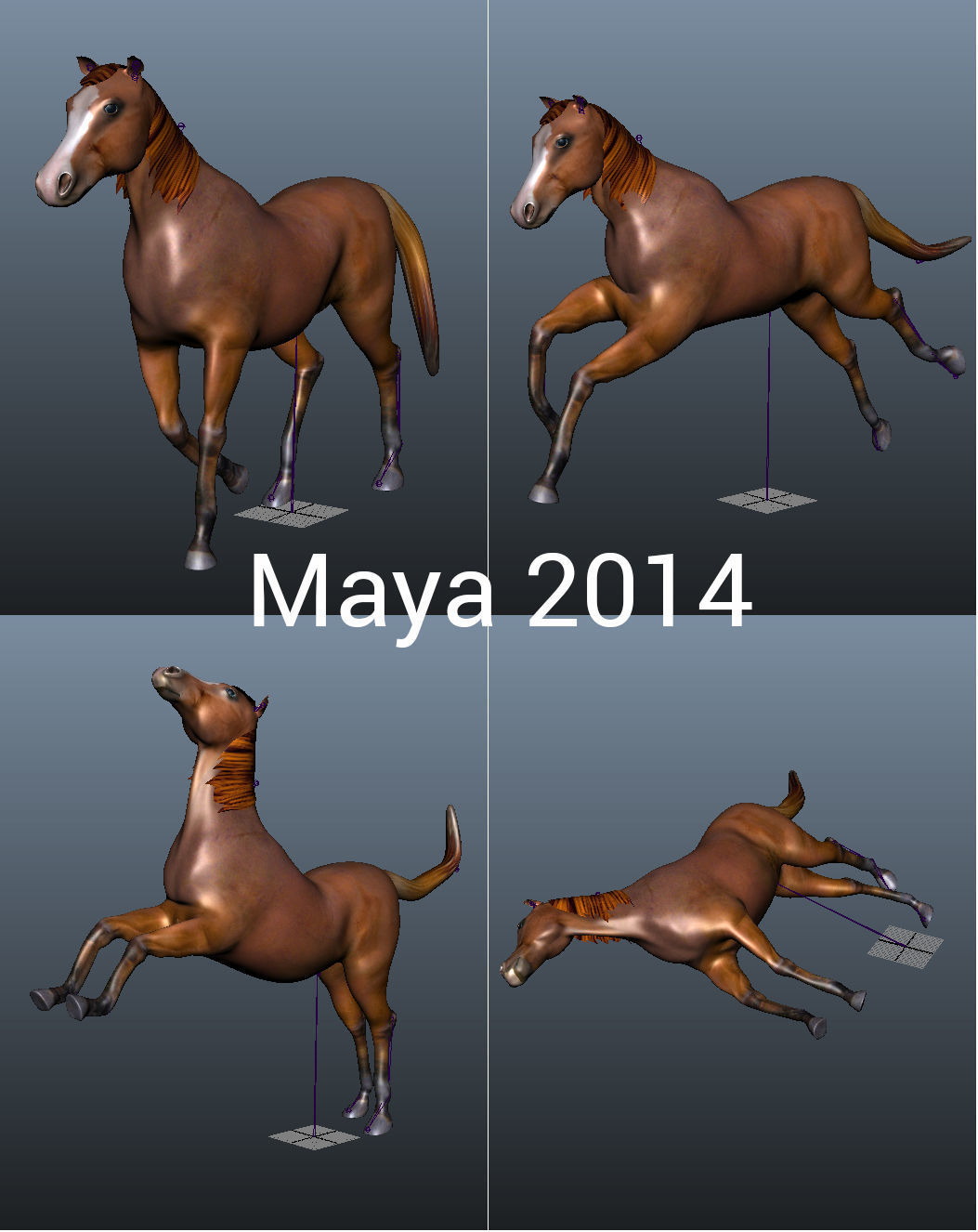Red Horse Animated Low-poly 3D model_16