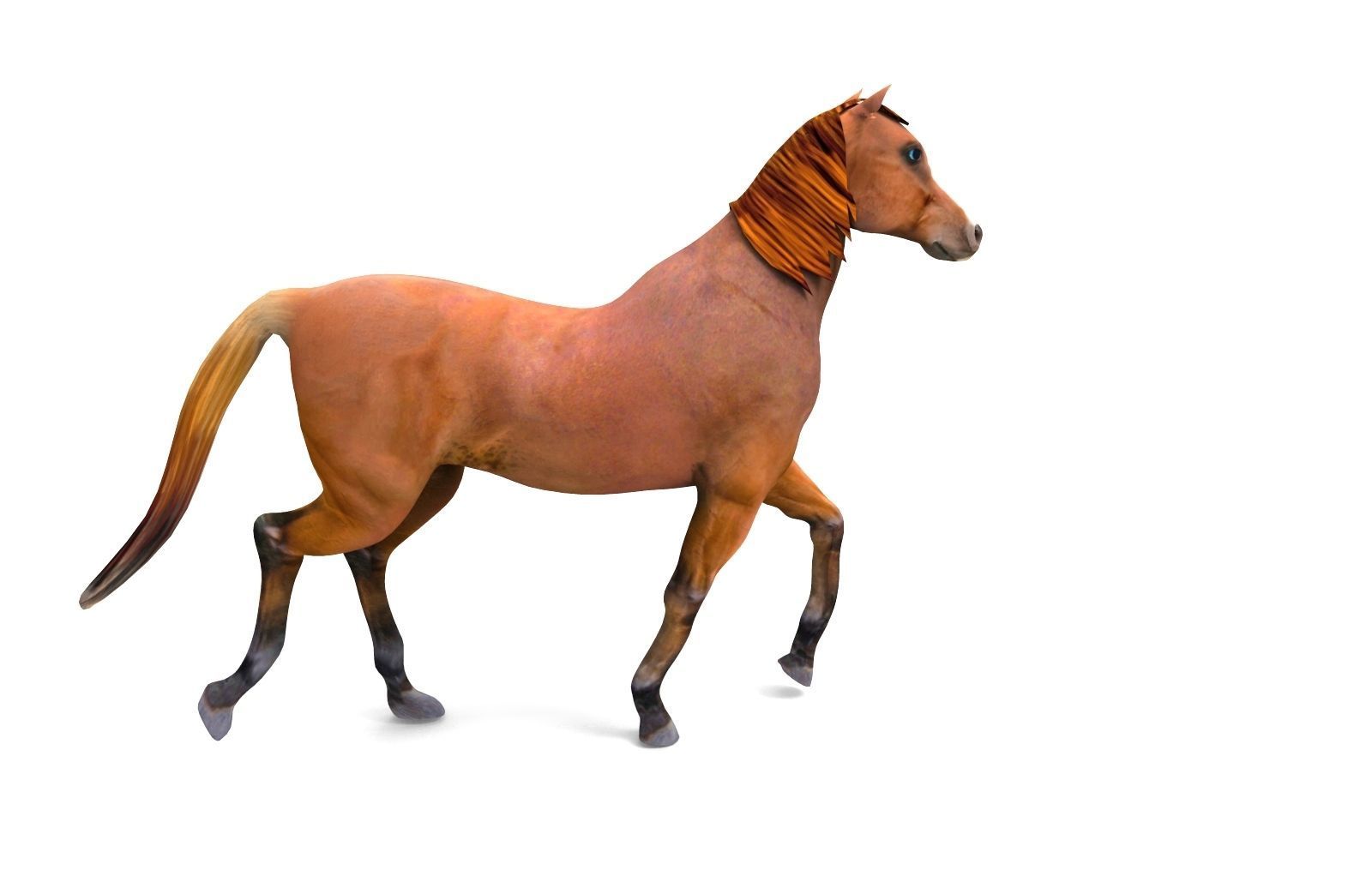 Red Horse Animated Low-poly 3D model_2