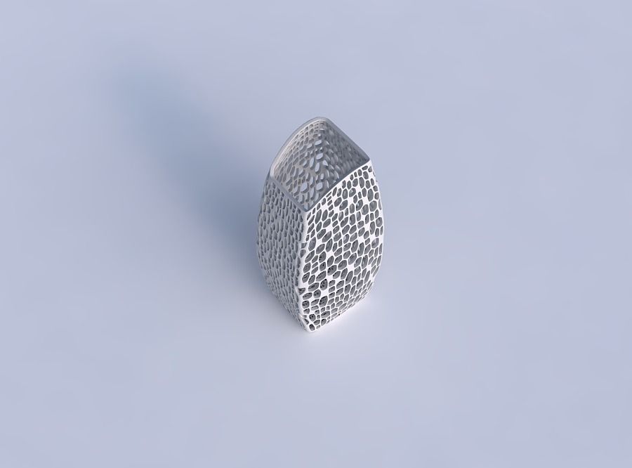 Vase arc rectangle with dense twisted organic lattice 3D print model_1