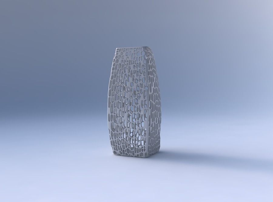 Vase arc rectangle with dense twisted organic lattice 3D print model_4