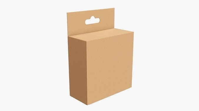 Hanging cardboard box retail 03 3D model