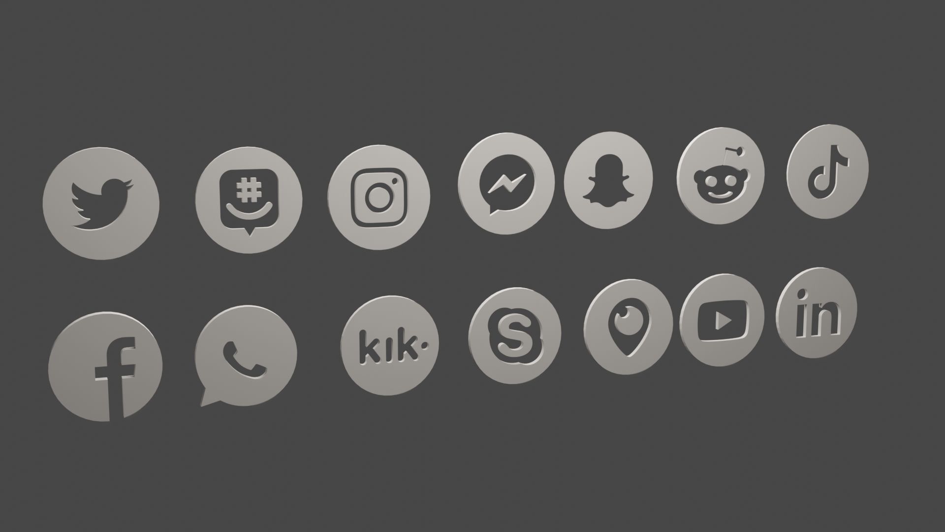 3D Social Media Icons Low-poly 3D model_3
