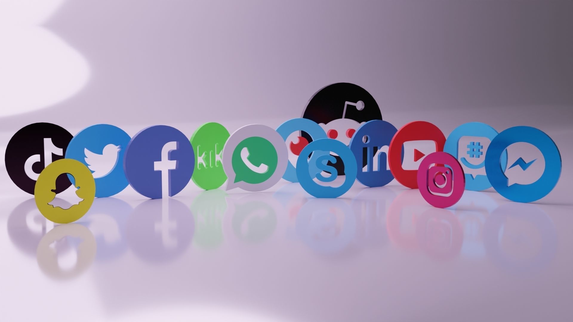 3D Social Media Icons Low-poly 3D model_1