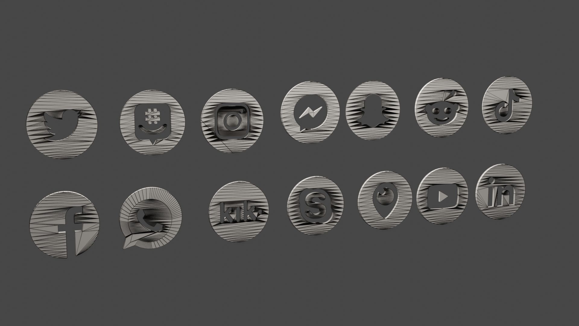 3D Social Media Icons Low-poly 3D model_4
