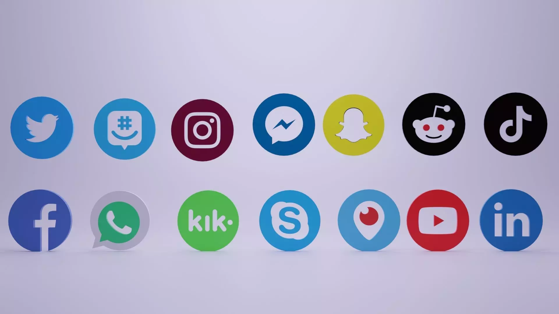3D Social Media Icons Low-poly 3D model_0