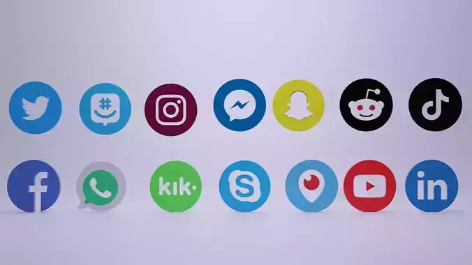 3D Social Media Icons
