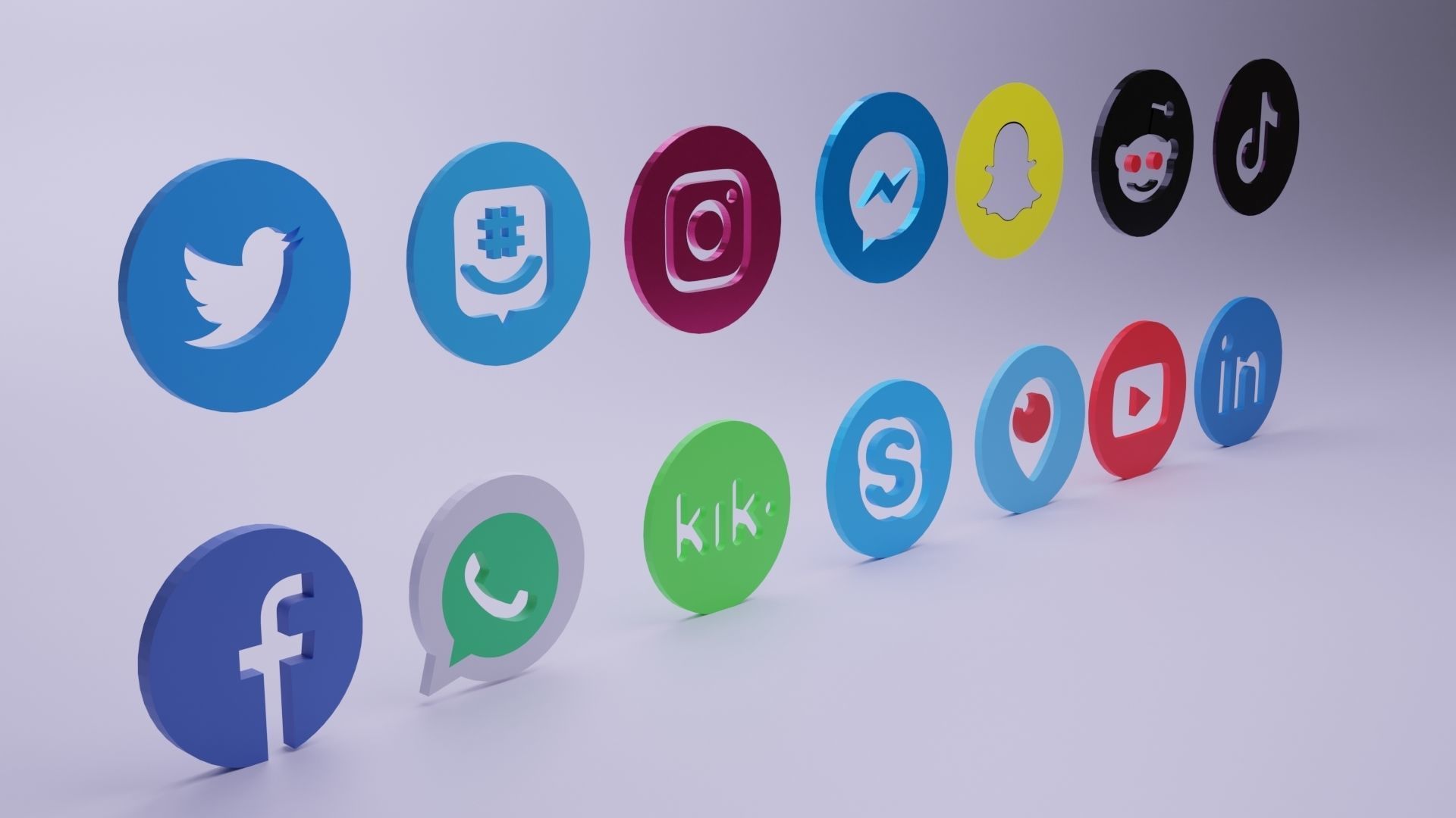 3D Social Media Icons Low-poly 3D model_2