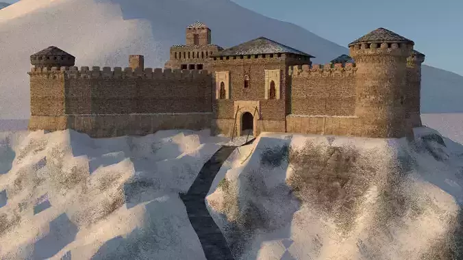 Castle medieval Low-poly 3D model