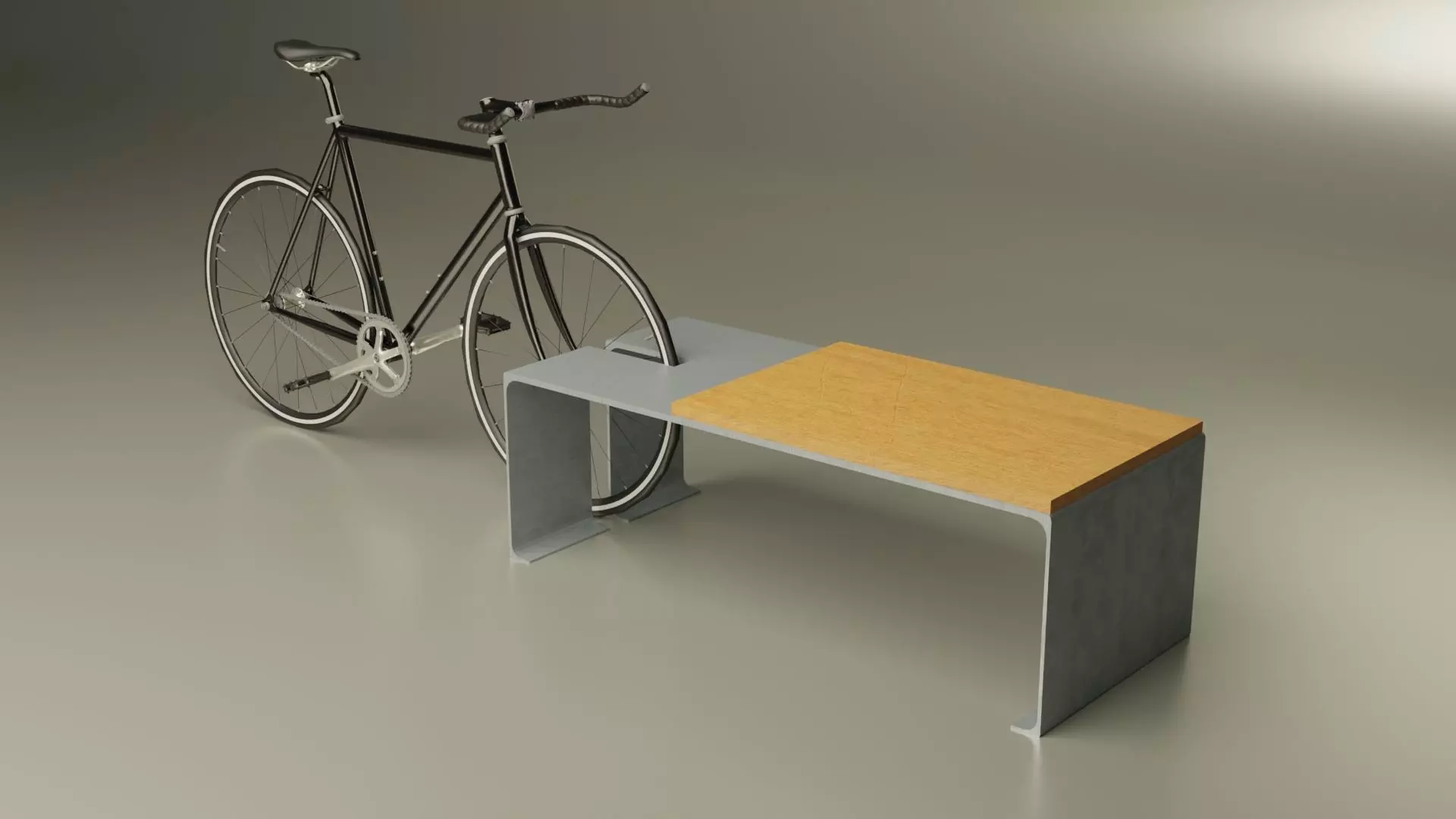 Street Bench with Bicycle Low-poly 3D model