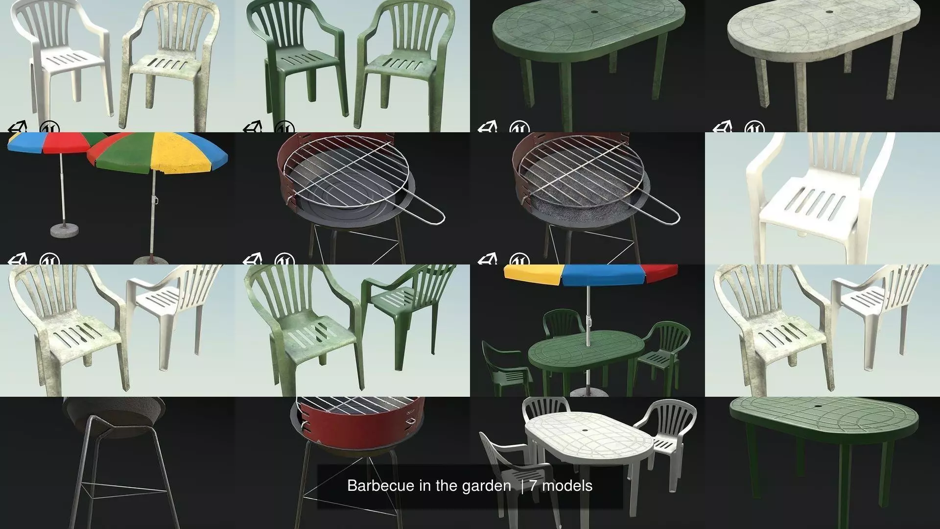 Barbecue in the garden 3D Model Collection_1