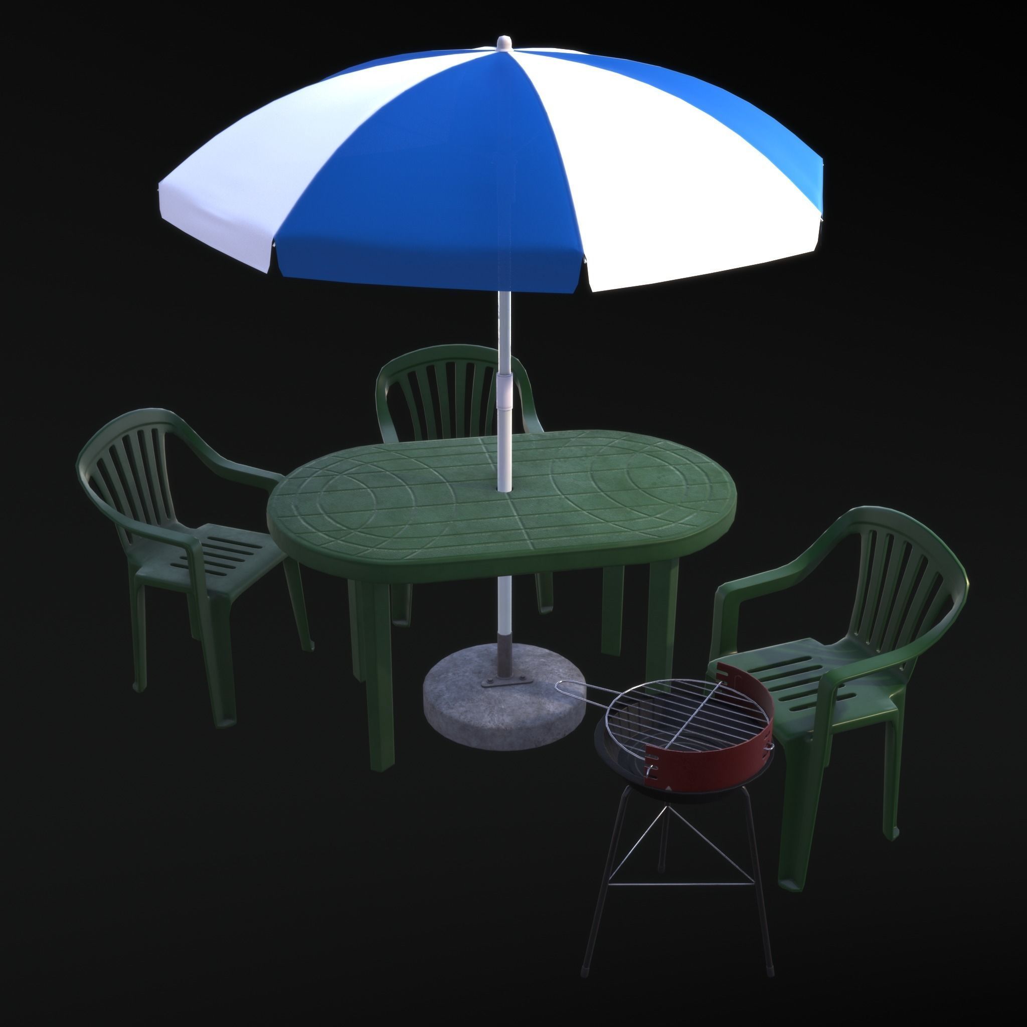 Barbecue in the garden 3D Model Collection_8