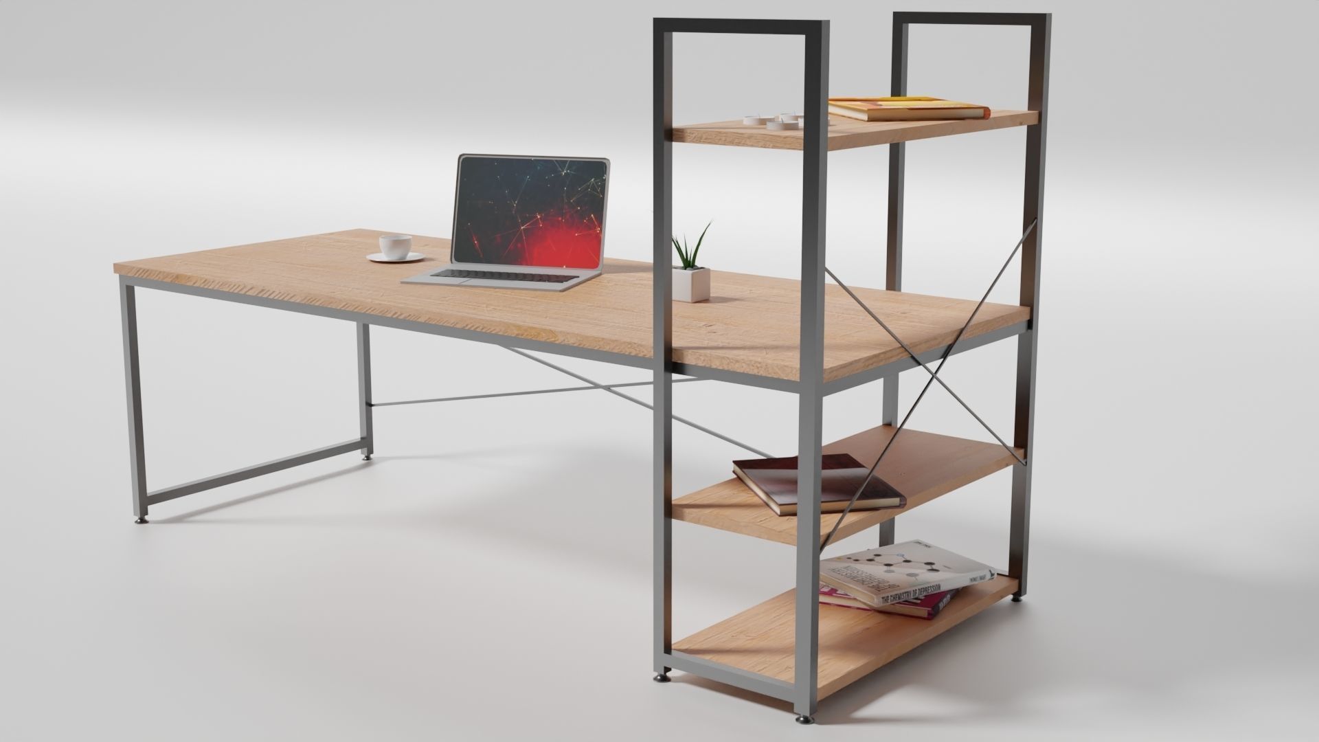 Working-Office Desk Low-poly 3D model_2