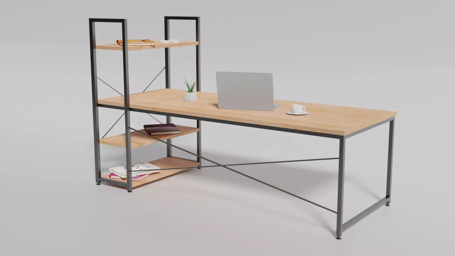 Working-Office Desk Low-poly 3D model_0