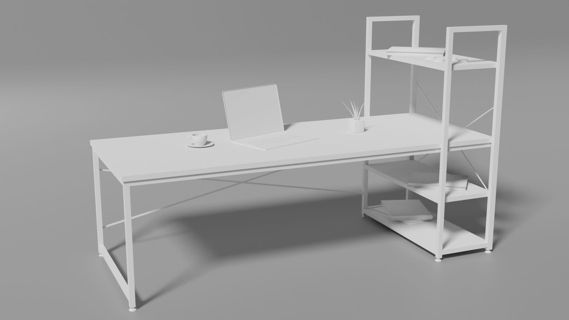 Working-Office Desk Low-poly 3D model_5