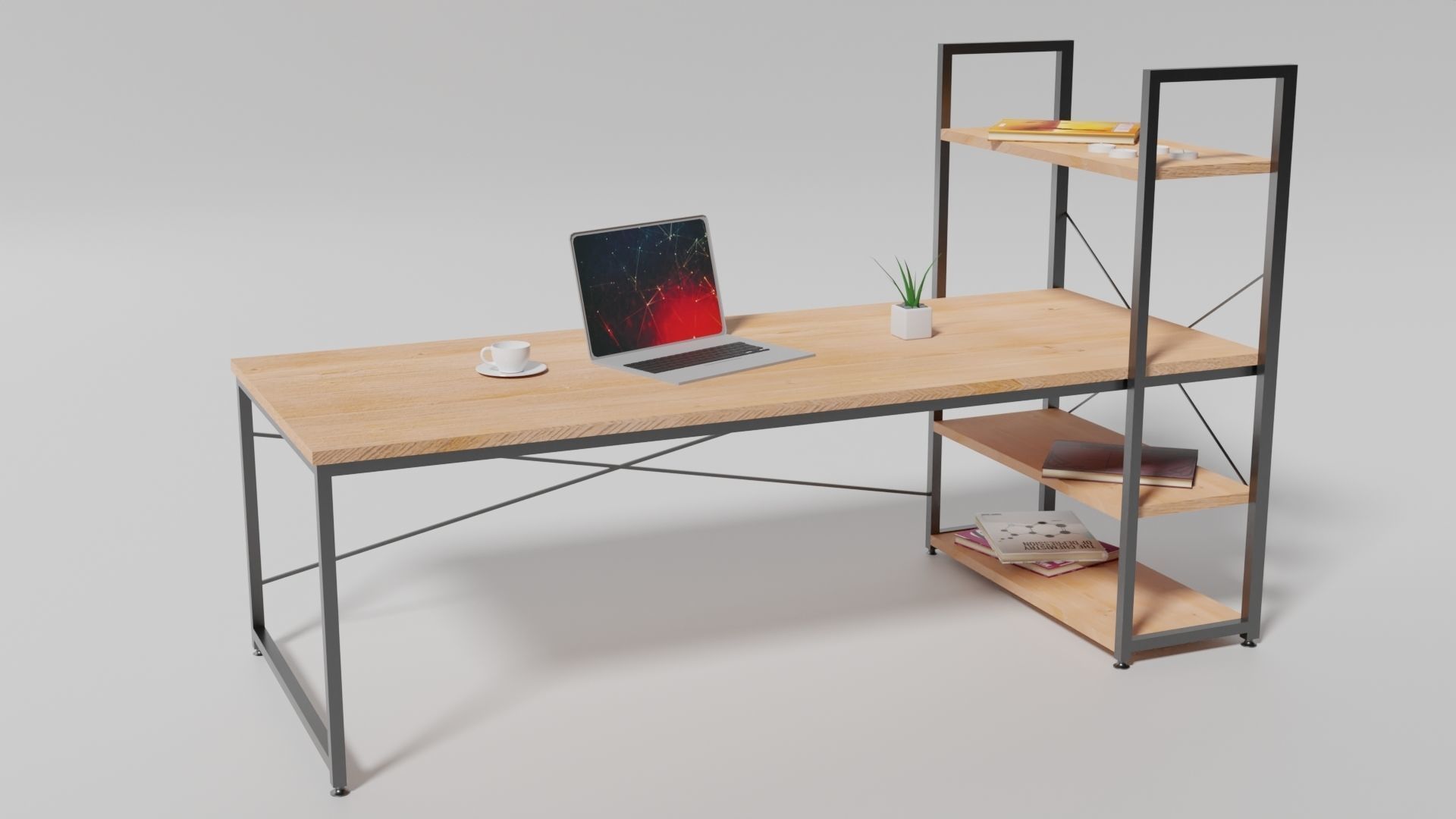 Working-Office Desk Low-poly 3D model_1