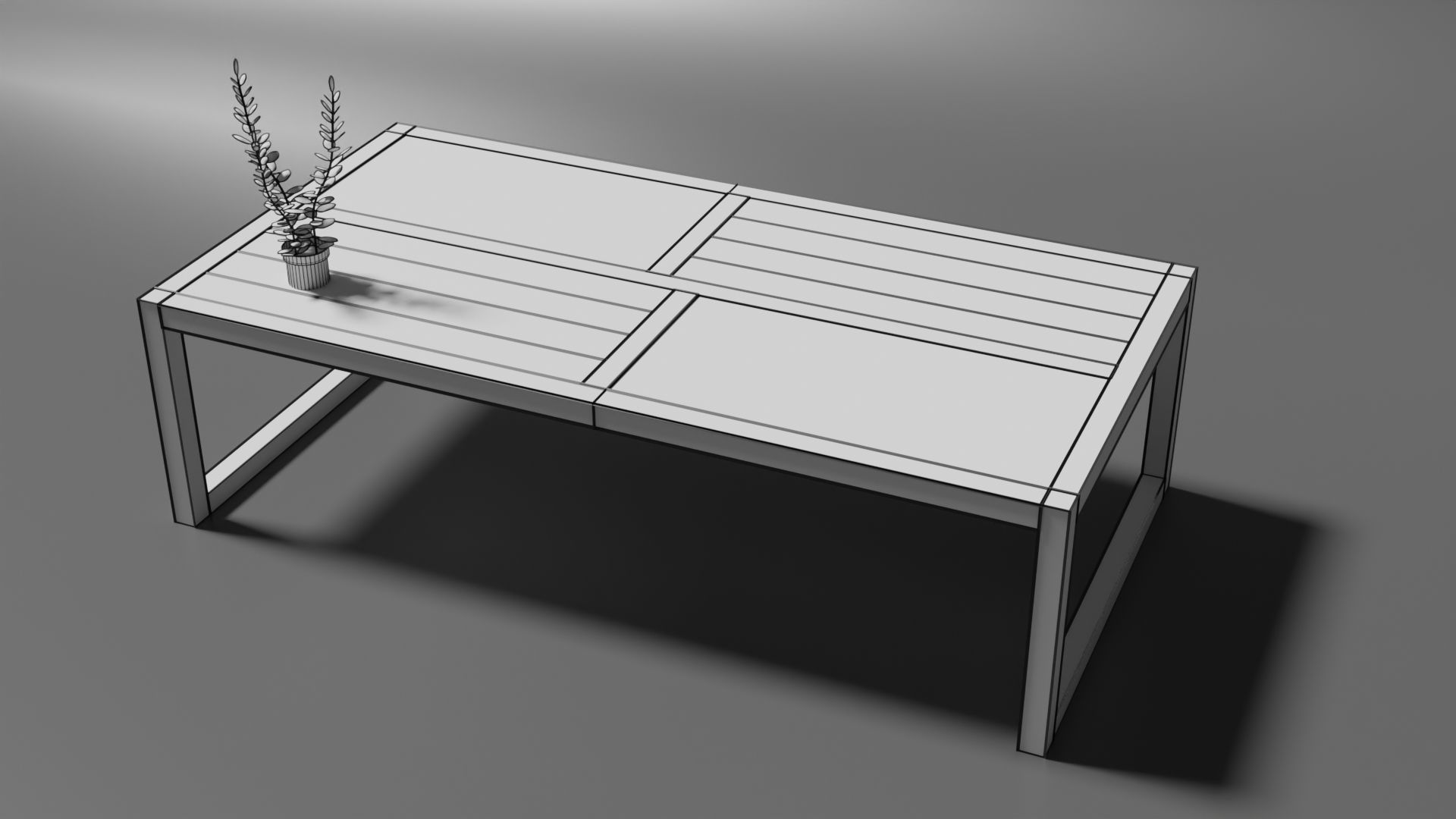 Coffee Table Low-poly 3D model_5