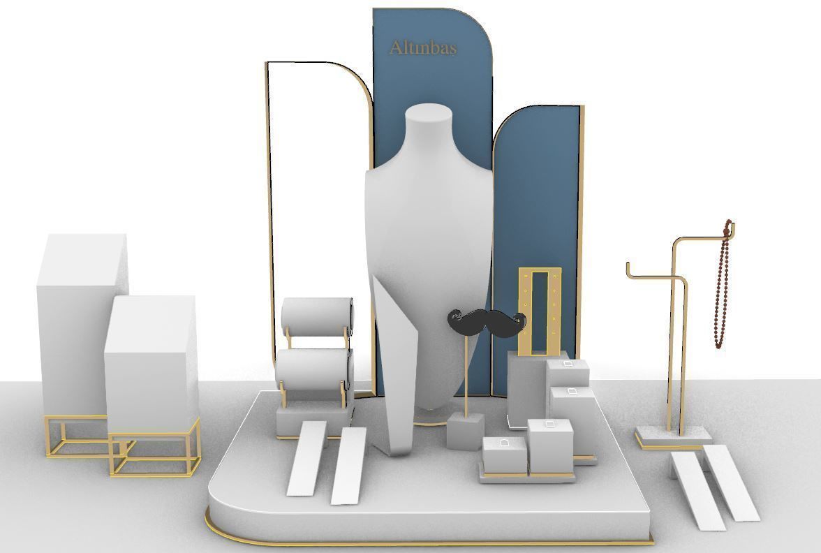 Men Display Module -Jewelry Mannequins 3D  3D model_1