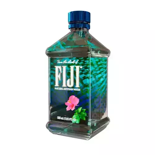 FIJI Water Bottle High-Poly and Low-Poly 3D model