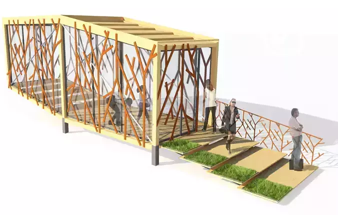 Small balancing wooden pavilion