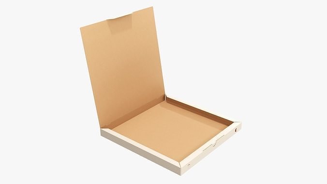 Pizza small open cardboard box 01 3D model