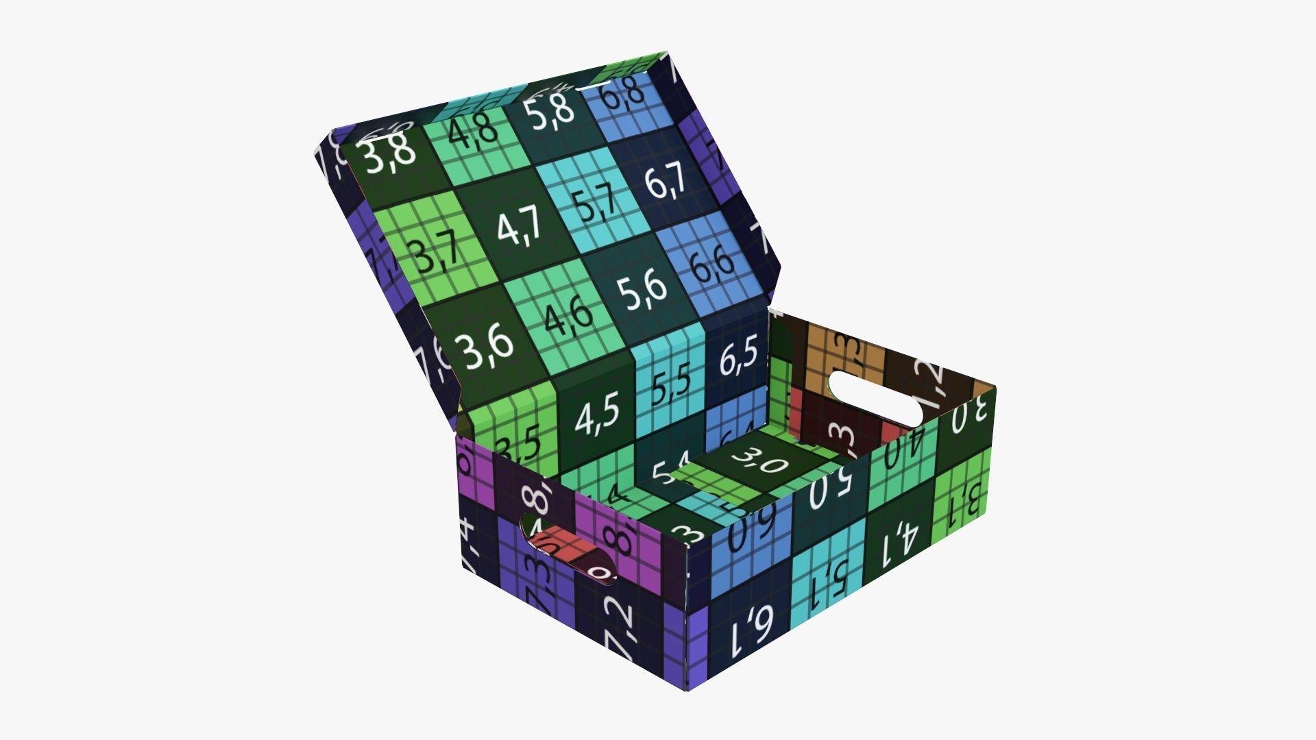 Open shoes cardboard box 3D model_15