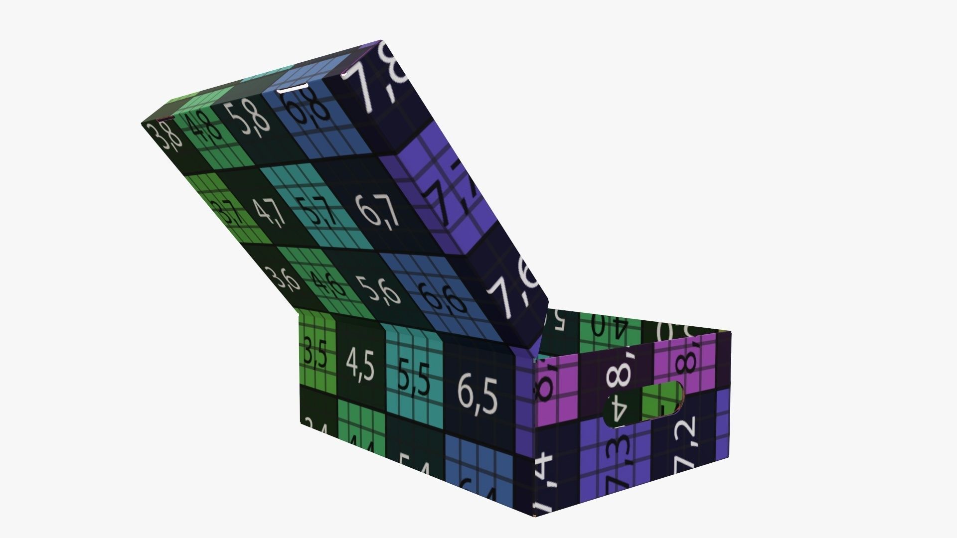 Open shoes cardboard box 3D model_16