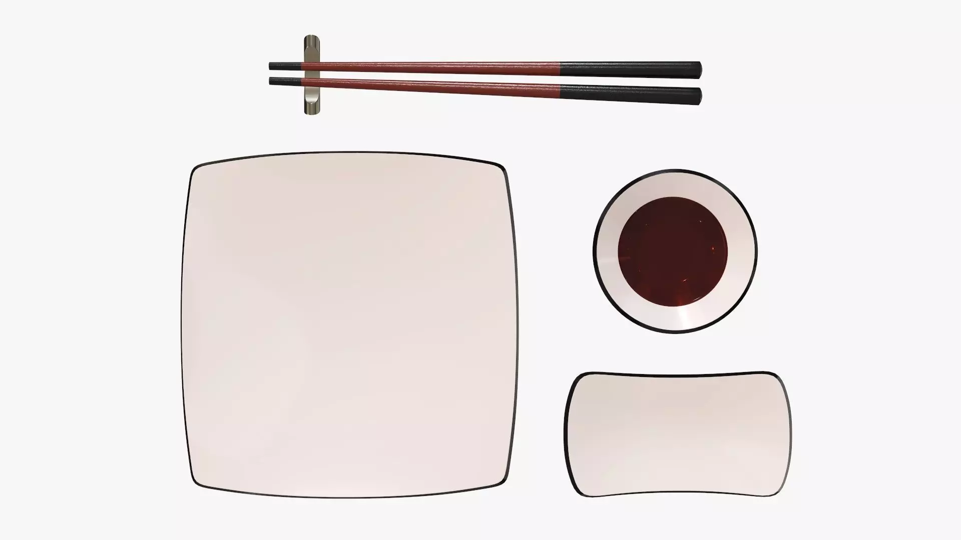 Sushi dinnerware 01 chopsticks plate soy sauce 3D model